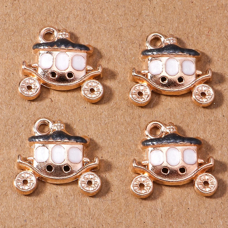 10 Stück 15*14mm Emaille Kürbiskutsche Charms Anhänger für die Herstellung von Ohrringen Halskette Armband DIY Schmuck Zubehör Zubehör – Detail 2