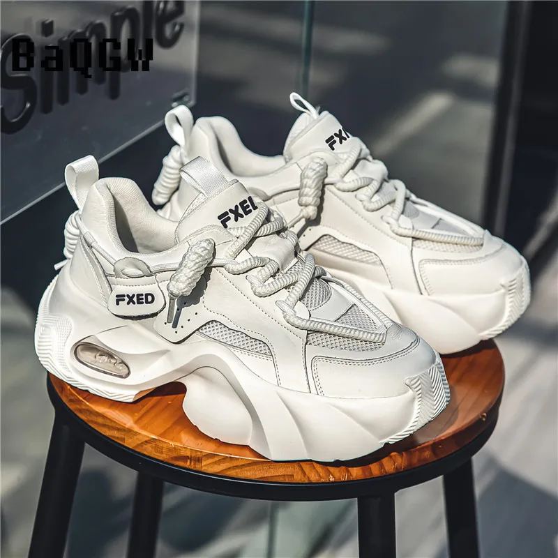 Men\'s Thick Bottom Casual Designer Chunky Sneakers High Top Trainers Men Fashion Platform Shoes Breathable Outdoor Sneakers