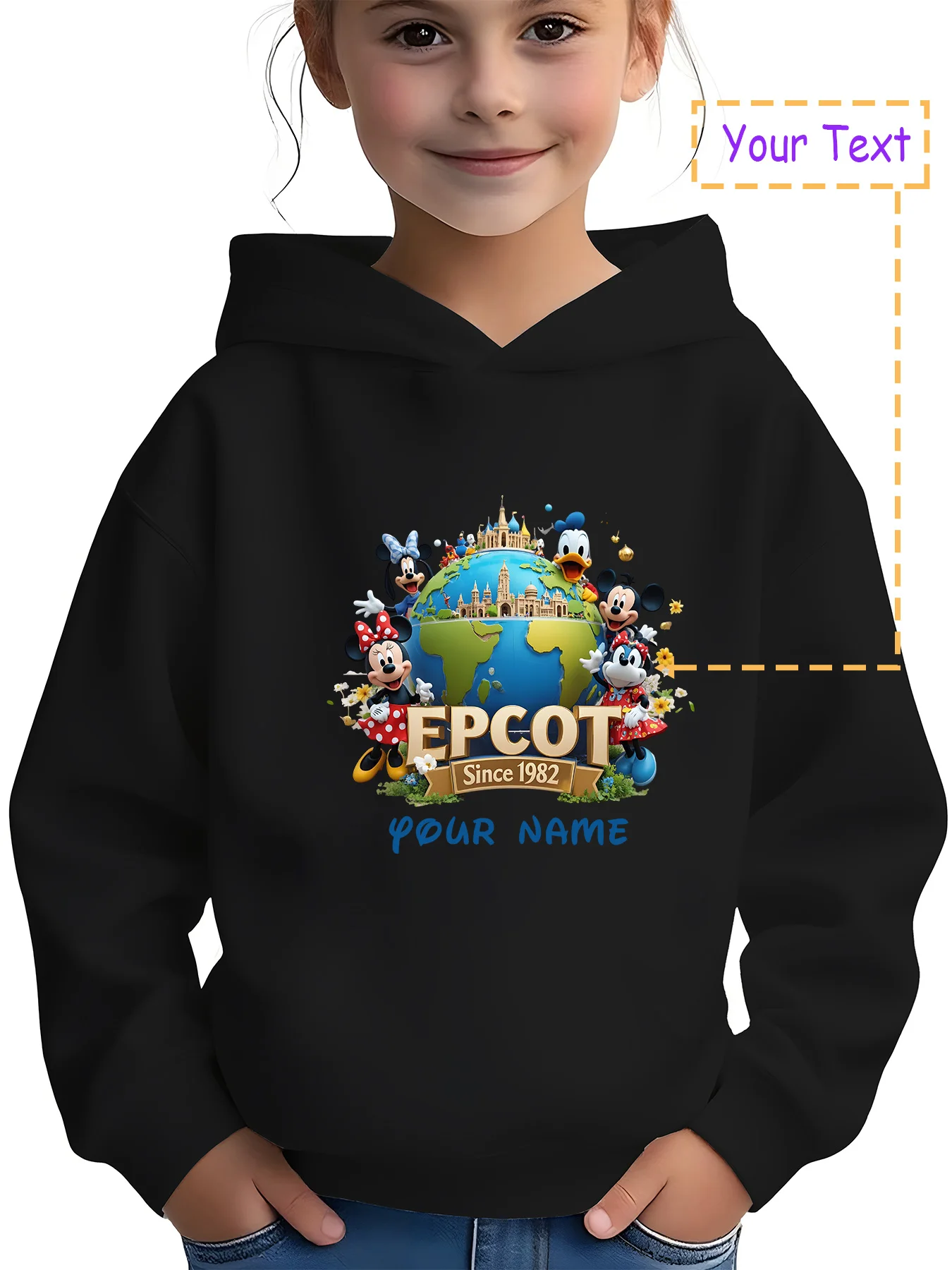 

MINISO EPCOT Park Commemorative Hoodie - EPCOT theme + world earth elements, perfect for park check-ins, cultural exploration, c