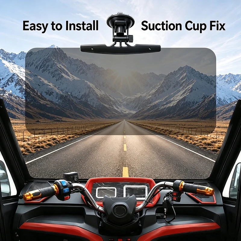 Universal Suction Cup Front Sunshade for Vehicles, Sun Protection Cover for Trikes and Quadricycles, Anti-Sun and Anti-Glare Dri