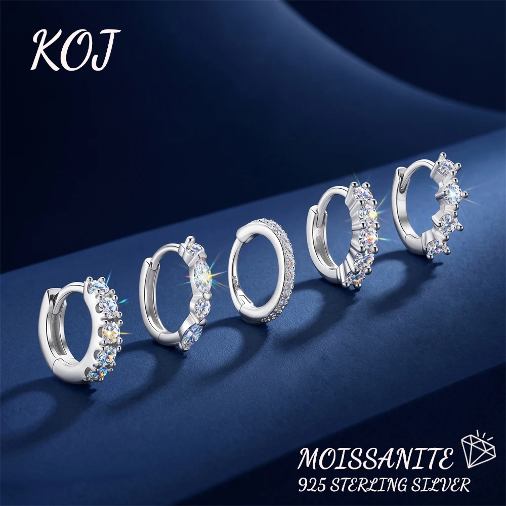 KOJ 1PC Dainty S925 Silver Paved Moissanite Huggie Hoop Piercing Earring Hypoallergenic For Women Gift Fine Jewelry Accessories