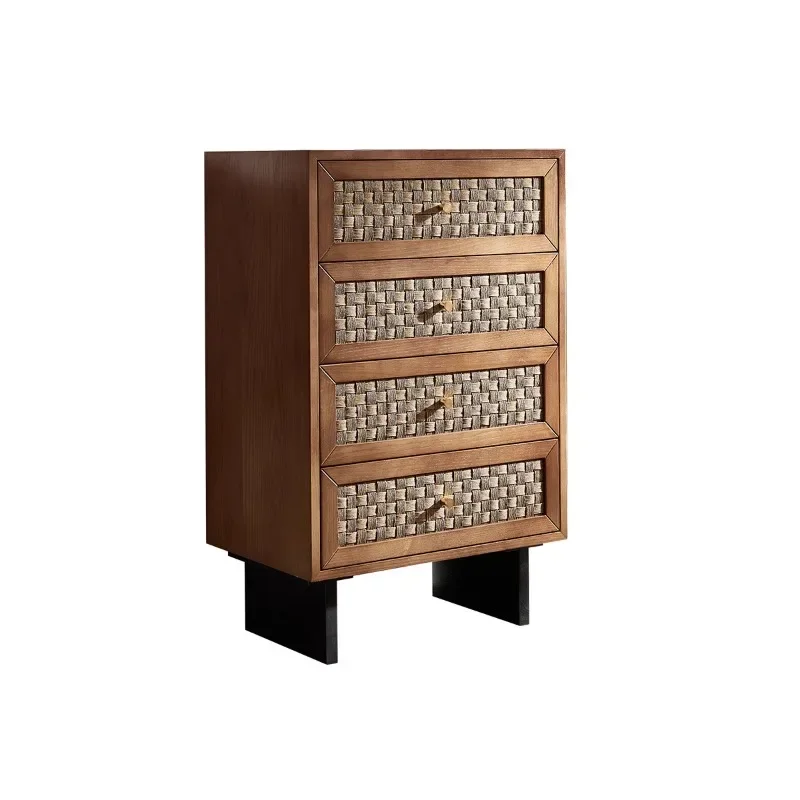 Solid wood rattan four chest cabinets simple modern medieval art dining side drawers storage cabinets Japanese-style porch cabin