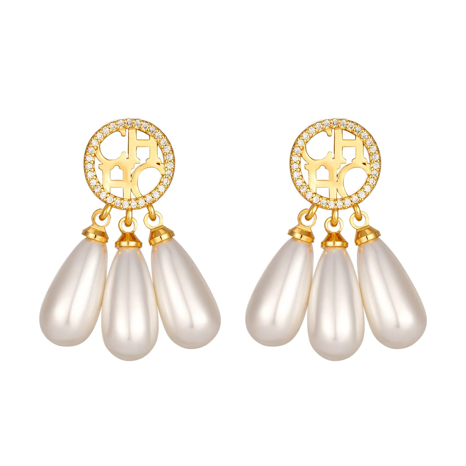 CHHC 2026 أقراط اللؤلؤ الملكي الفرنسي ، أقراط متدلية على شكل قطرة باروكية للنساء ، هدايا مجوهرات أذن كريستال الزركون عتيقة #2
