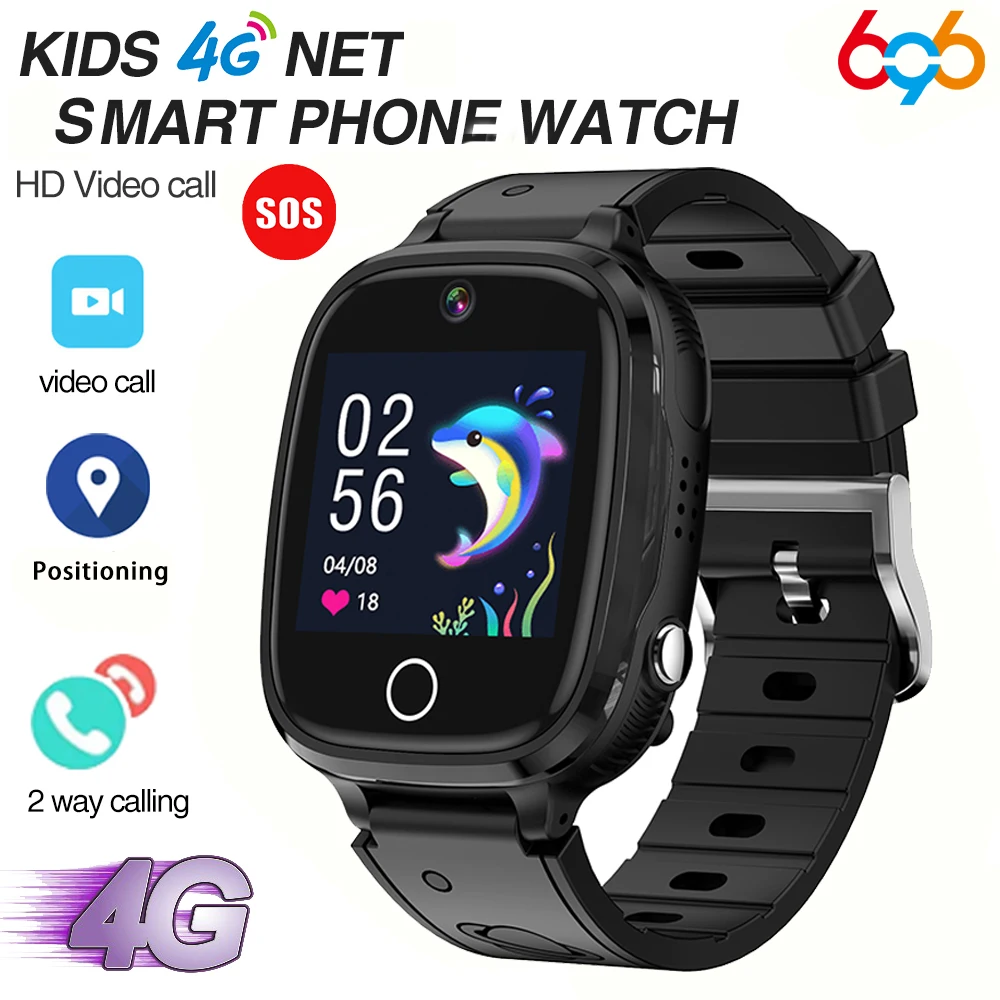 Novo 4g crianças chamada de vídeo relógio inteligente câmera posicionamento sos estudante à prova dwaterproof água monitoramento remoto voz smartwatch para menino menina