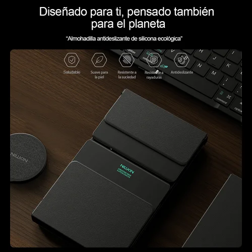 Imagen 2 del producto NILLKIN Mini teclado plegable inalámbrico Bluetooth español árabe alemán con panel táctil para PC Mac Smartphone Windows Android IOS