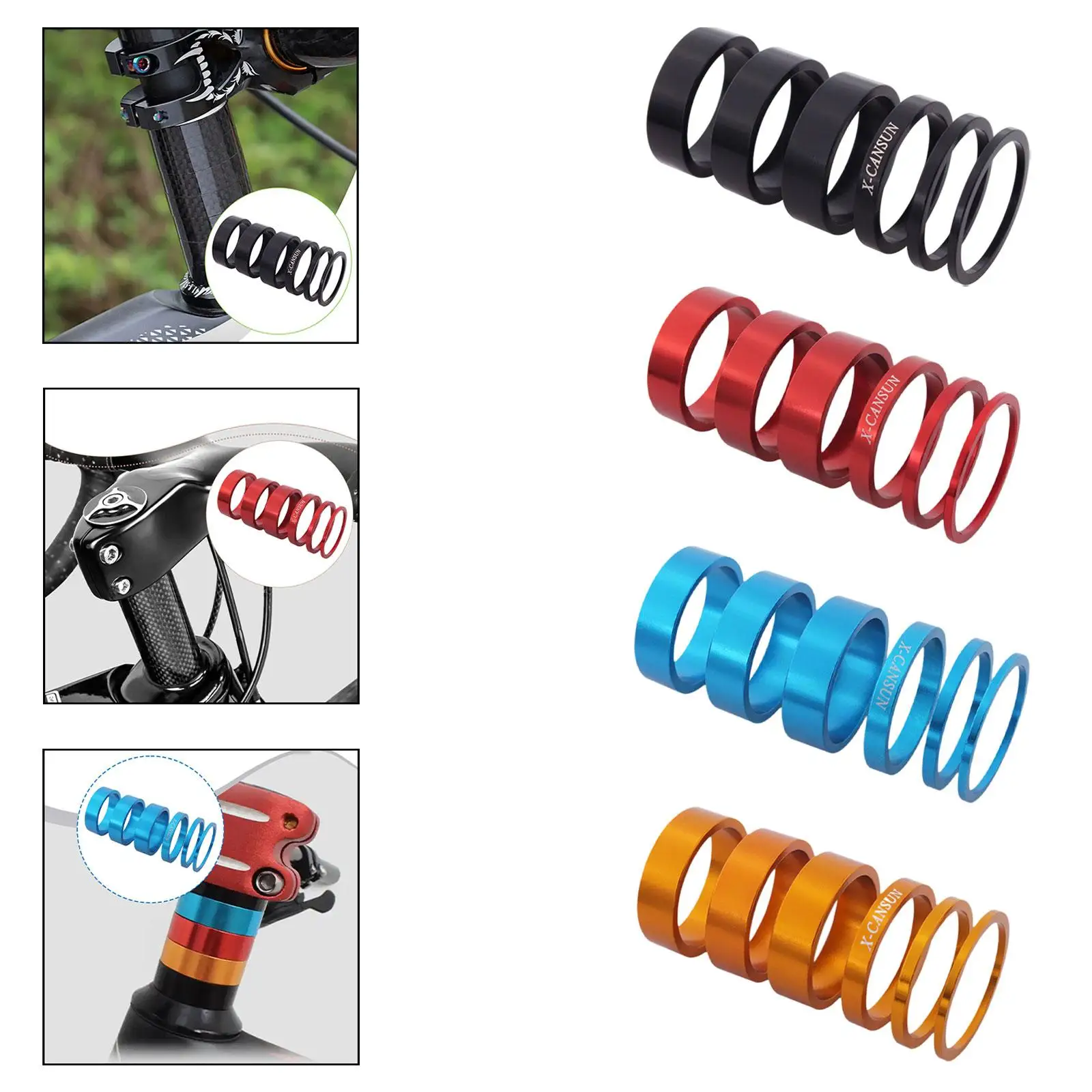 

6x Mountain Bike Headset Spacer Front Fork Gaskets Cycling Accessories