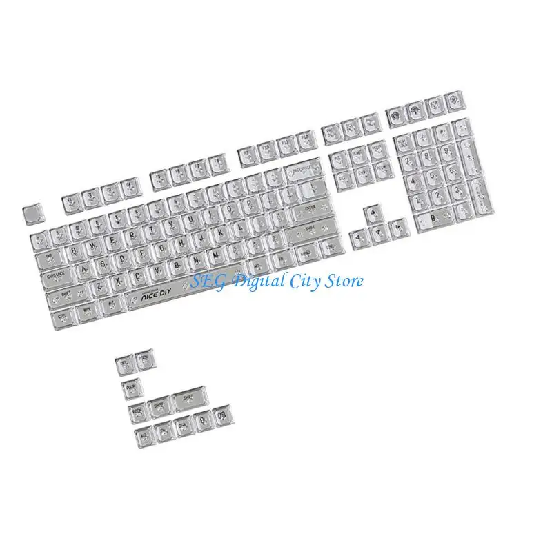 Teclados mecânicos U75b Larra keycaps backcaps 132 KEYS CRISTAL CAPS MDA Perfil