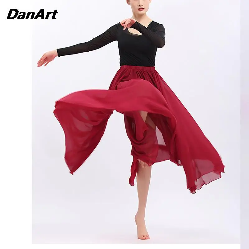 Adults Ladies New Set Classical Dance Performance Dress Chiffon Large Swing Skirt Ethnic Style Modern Dance CostumeTraining Set