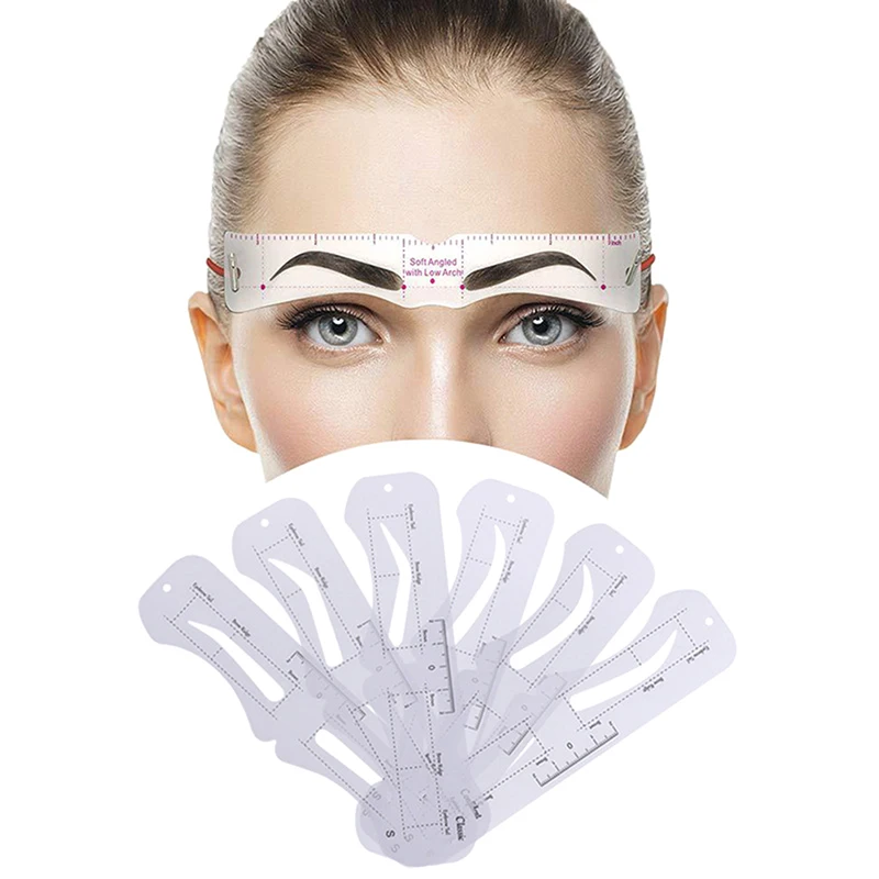 Herramientas de maquillaje de 6 estilos, plantilla de cejas de plástico PVC fija clásica elegante, plantilla moldeadora de cuidado, pegatinas reutilizables
