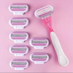 Safety Razor Blades Women Beauty Bikini Hair Removal Shaving Blades Set Shaver 3-Layer Replacement Heads 