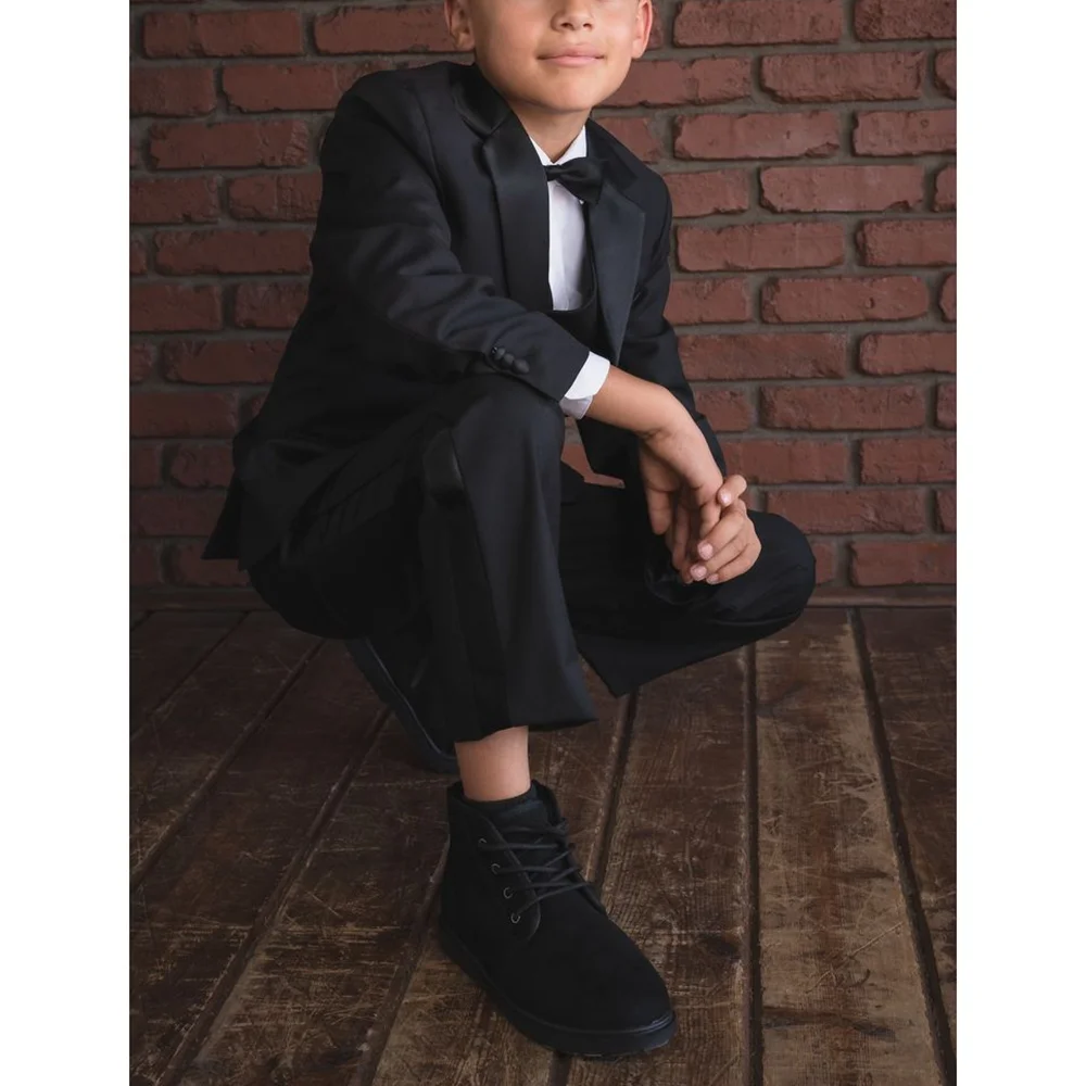 

Black Single Breasted Notched Boys Suits 3 Pcs (Blazer+Pants+Vest) Fashion Boys Sets Formal Occasions Birthday Party Sets