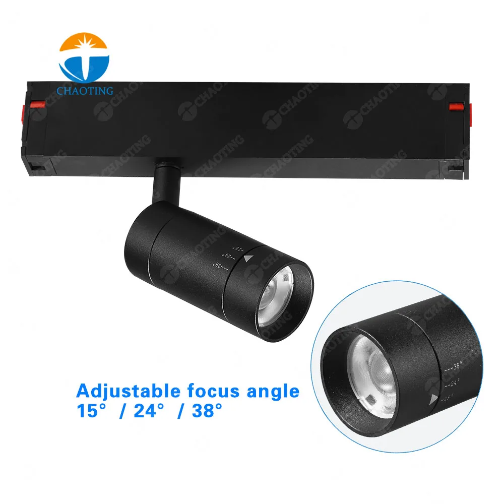 New Modern Shop Adjustable Focus Angle Spotlight Magnet Rail System 90-265V Aluminum COB Linear Magnetic LED Track Spot Lighting