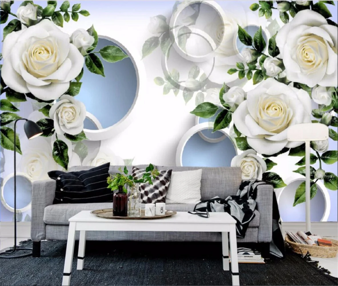 beibehang Large Painting Home Decor Daisy Rose Flower De Pared Wallpaper Hotel Background Modern Mural for Living Room cafe