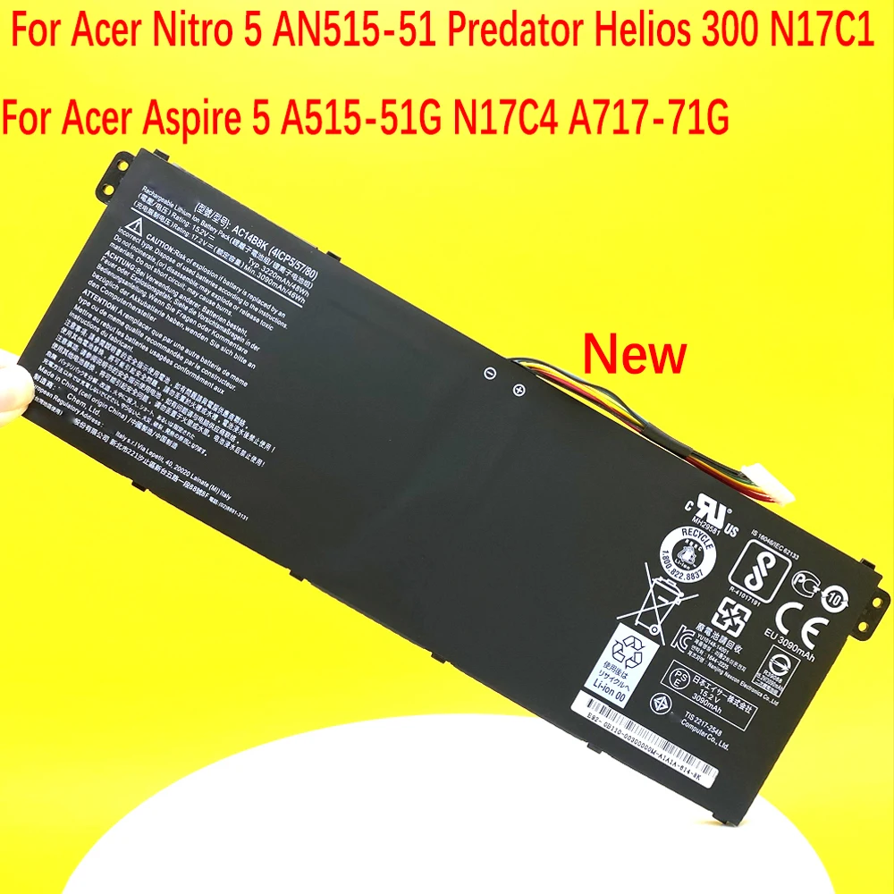 Go New AC14B8K AC14B3K For Acer Nitro 5 AN515-51 Predator Helios 300 N17C1 For Acer Aspire 5 A515-51G N17C4 Laptop Battery