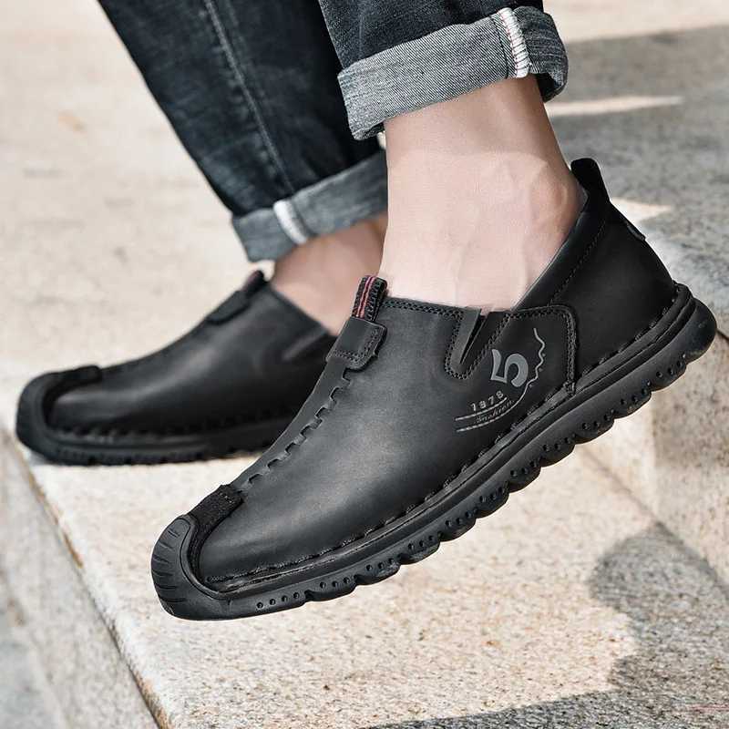 high quality genuine leather casual boat shoes for men low cut handmade comfortable size 41 42  45 46 new 2023 walking shoe