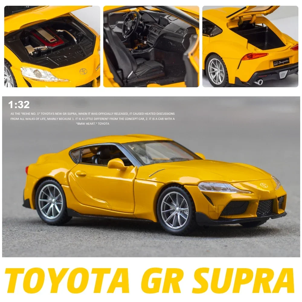 1/32 Toyota GR SUPRA Diecast Legierung Auto Modell Hohe Simulation Metall Spielzeug Mit Sound Licht Zurückziehen Für Kind Kinder Sammlung