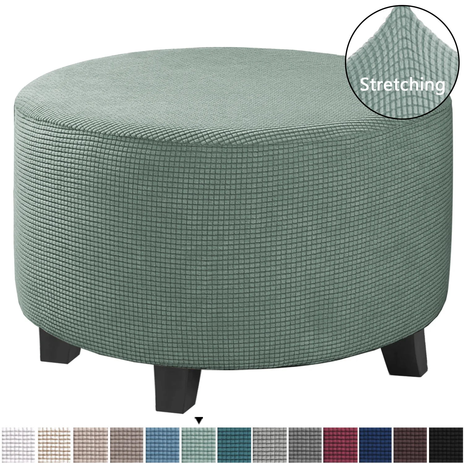 All Inclusive Elastic Round Chair Cover Spandex 360 Degree Footstool Protector Living Room Sofa Round Ottoman Case Protector