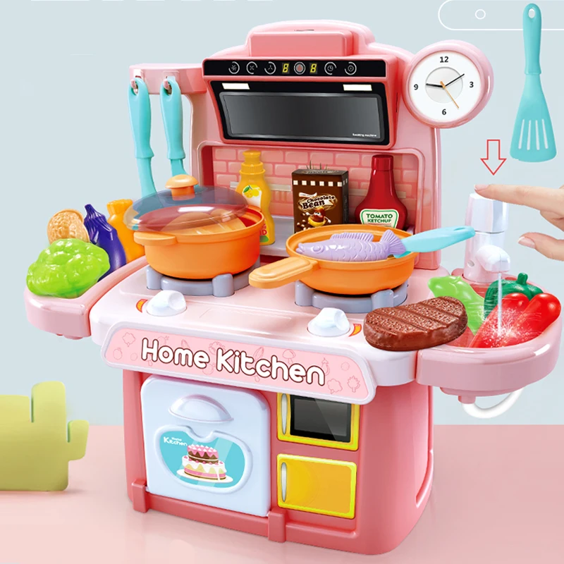 

Children Kitchen Toys Simulation Dinnerware Educational Toys Mini Kitchen Food Pretend Play Role Playing Girls Toys Cooking Set