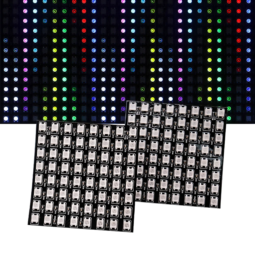 4x12 8x8 16x16 8x32 WS2812 RGBIC Led Digital matrix Panel Lights WS2812 Flexible Addressable Spliceable Pixel module Screen DC5V