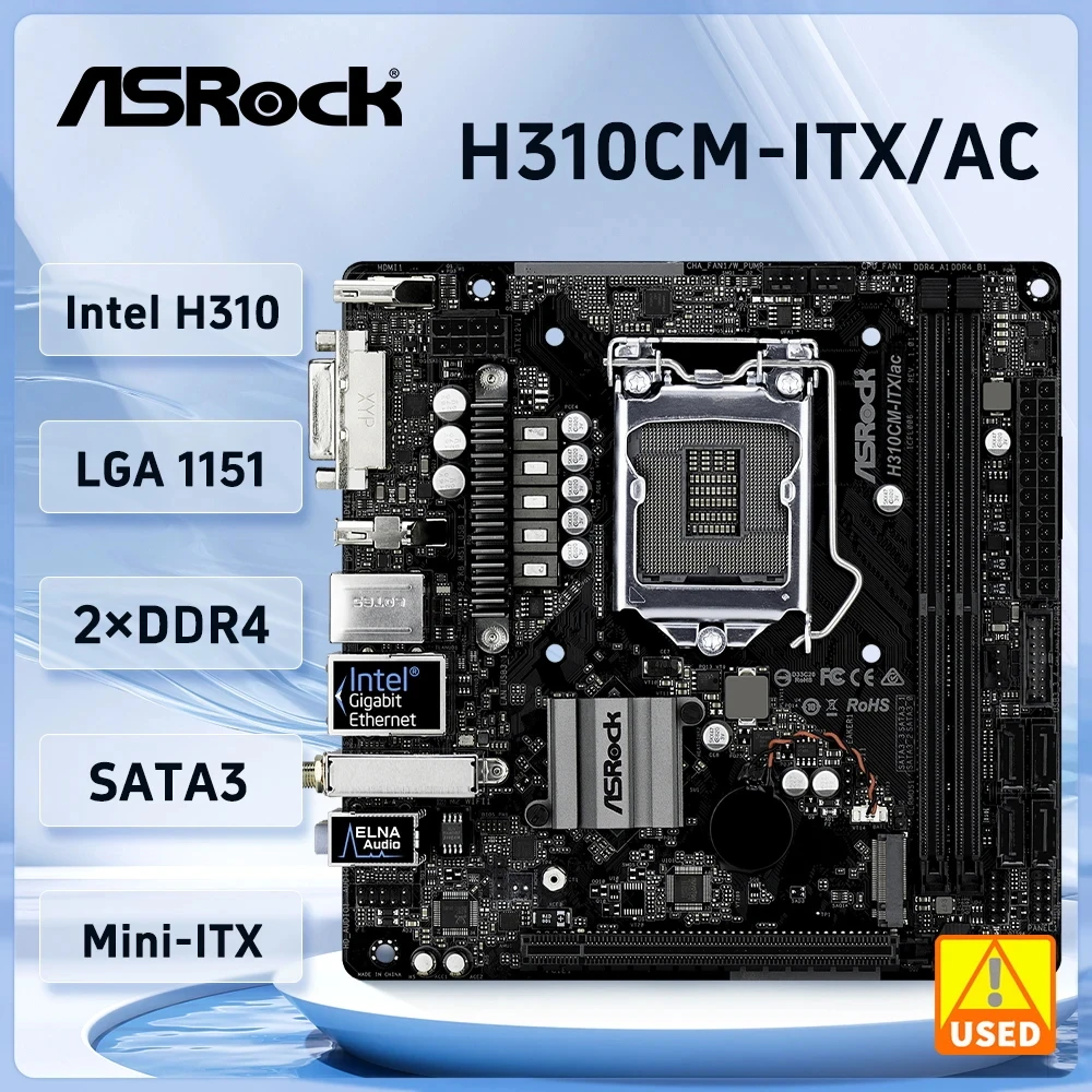 

ASRock H310CM-ITX/ac MINI ITX Motherboard Intel H310 DDR4 32G LGA 1151 USB3.0 SATA3 support i5-8400 9400F 9900 9100F cpu