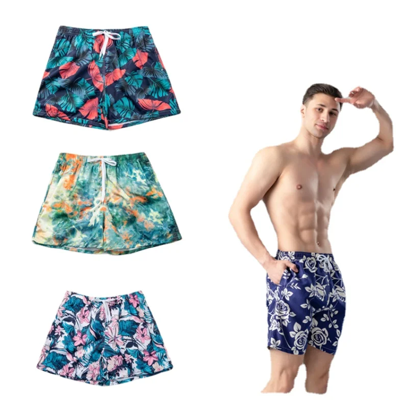 Men's Printed Beach Shorts, Hawaiian Sports Shorts, Breathable, Casual, Fashion, Beach, Surfing, Swimming Pants