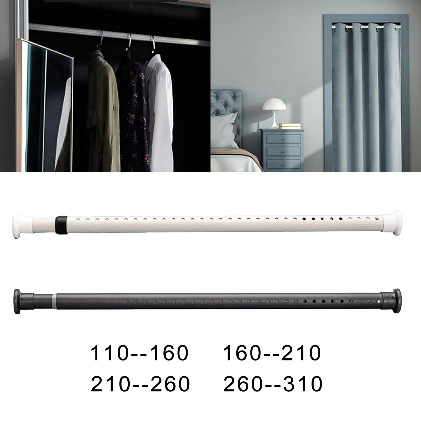 Picture 4: Adjustable Extendable Curtain Rod with Tension Spring Curtain Rod Rods, No Drilling kitchen and home Clothes Closet
