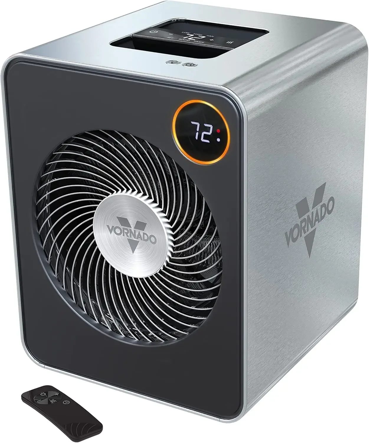 Whole Room Metal Space Heater, Digital Thermostat, Remote Control, 1500 Watts, Stainless Steel