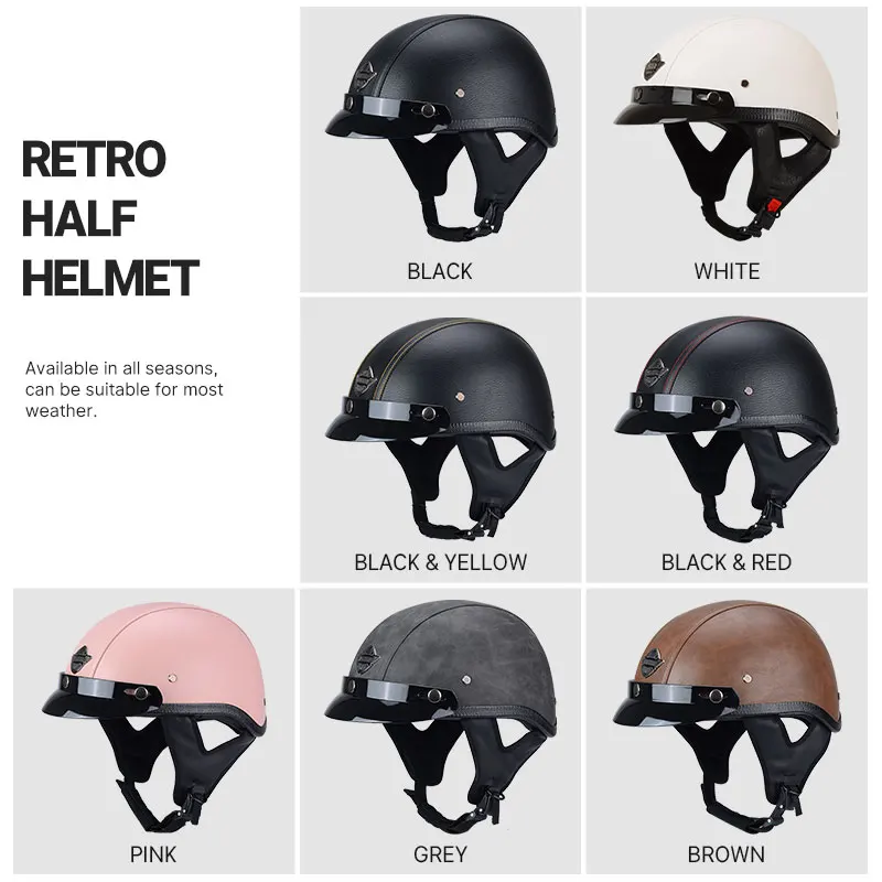 Open Face Retro Motorbike Helmet Vintage Motocycle Helmets Scooter Biker Motorbike Racing Riding Safety Cap Casco Moto