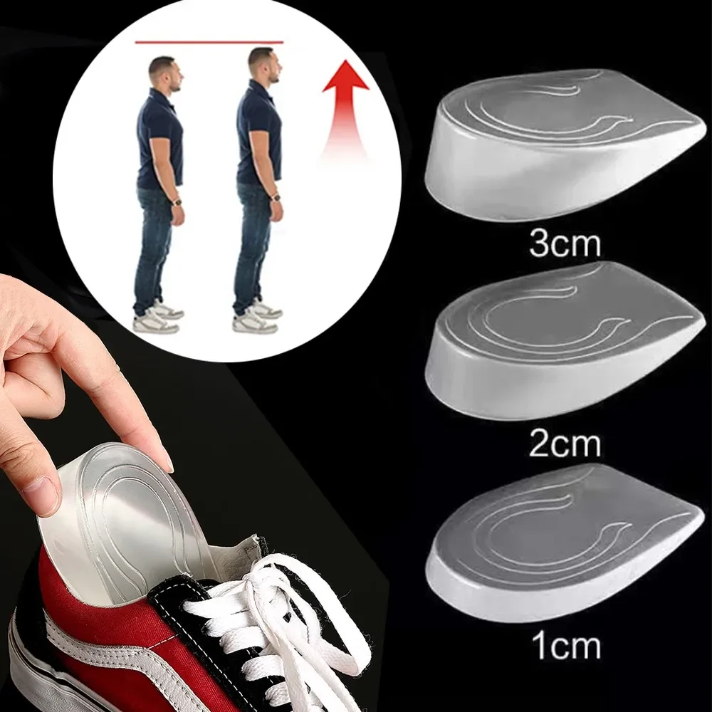 1 paio di inserti per il sollevamento del tallone della sottopiede in silicone per aumento dell'altezza cuscinetti per scarpe cura del piede cuscinetti per tallone per scarpe da uomo altezza tallone tazze buone
