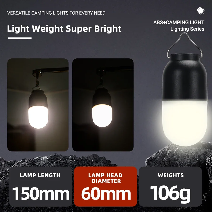 New High Power LED Camping Light USB Rechargeable Portable Lanterns Outdoor Emergency BBQ Tent Lighting Lamp Bulb with Hook