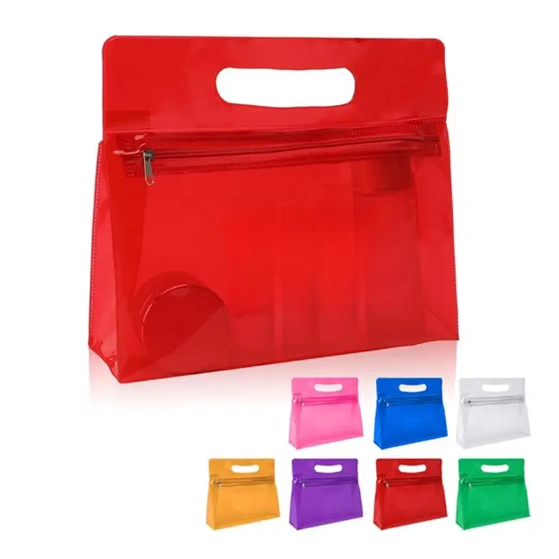 Waterproof PVC Zippered Makeup Bag Portable Toiletry Organizer for Efficient Travel Storage
