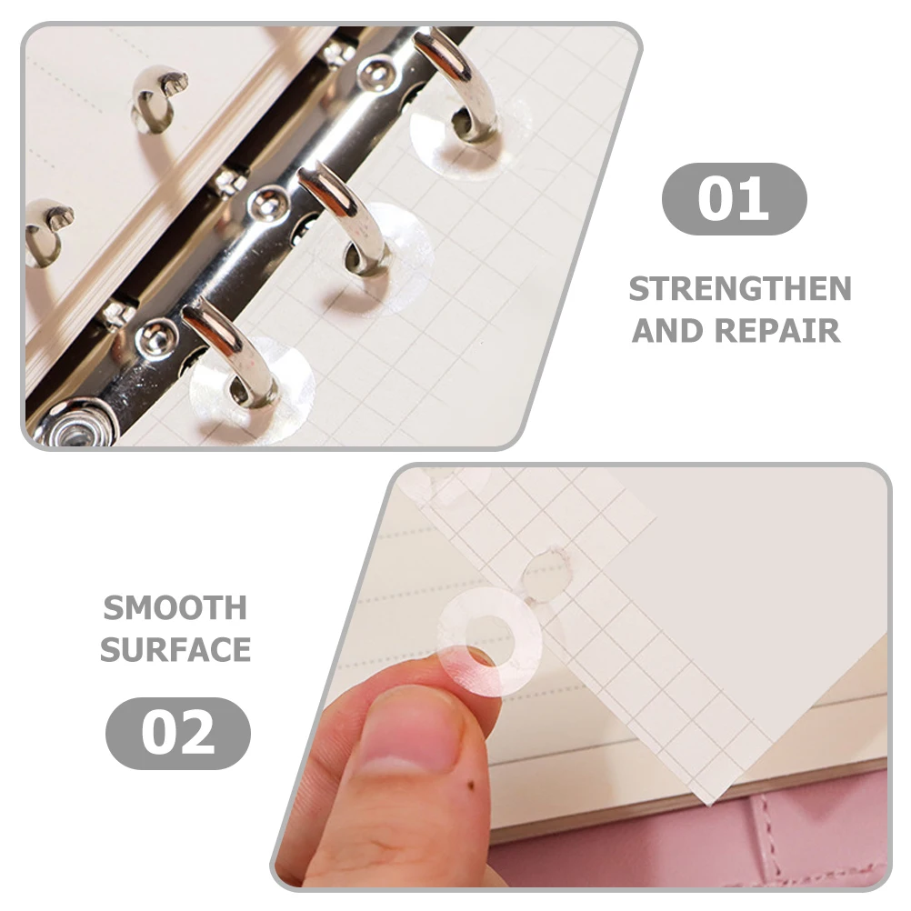 12 Sheets Transparent Loose-leaf Protection Stickers Hole Reinforcers Paper Punch Labels Repair Binder Compatibility Most Loose