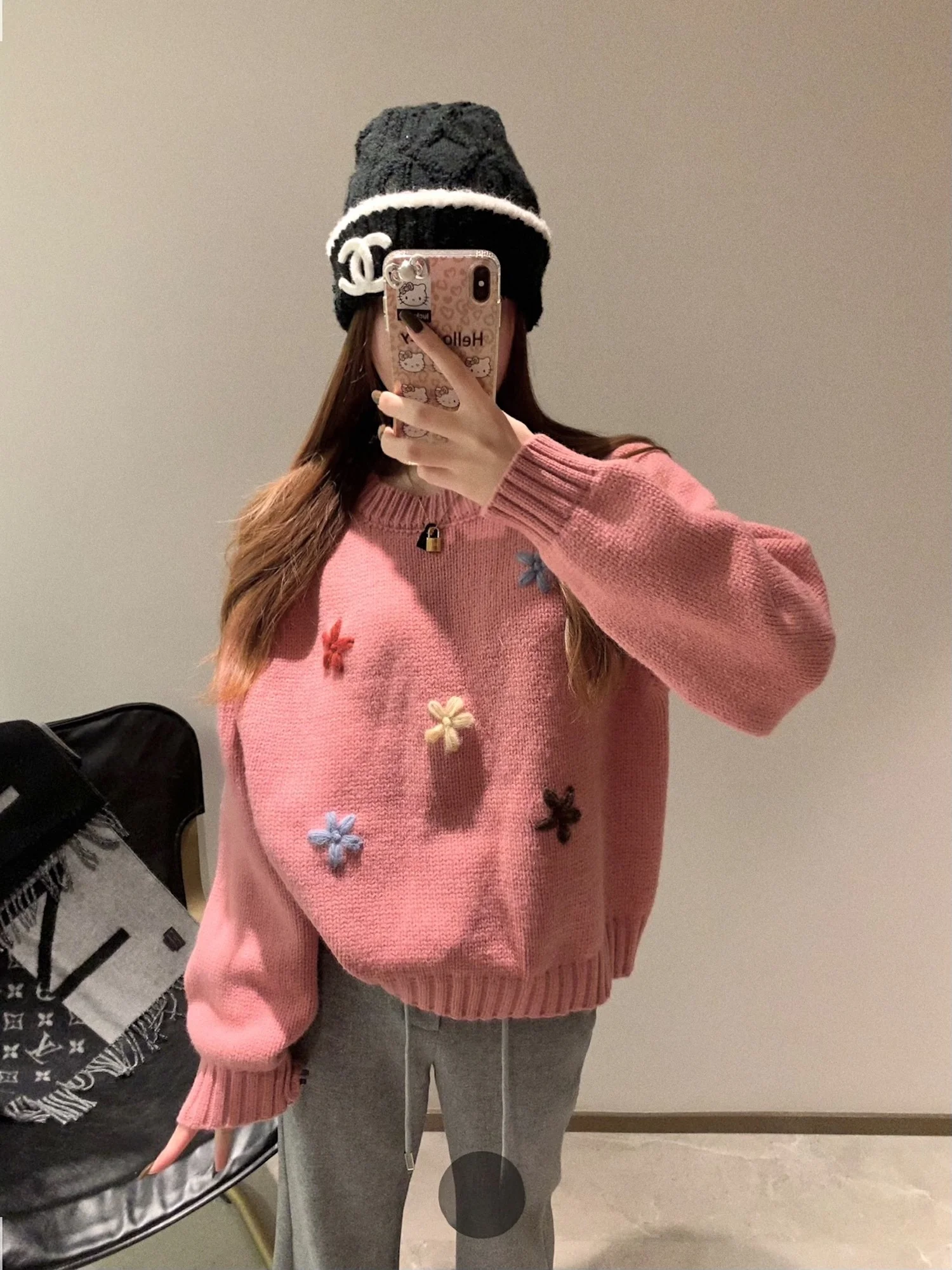 

Linzi f Sweet Candy Loose Long Sve round Ne Embroidered Korean Sle Sweater Women's Overhead Knitwear Spring Commute...
