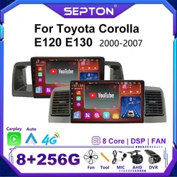 Secton rádio do carro para toyota corolla e120 e130 2000-2007 gps navegação estéreo multimídia carplay 4g android autoradio unidade principal