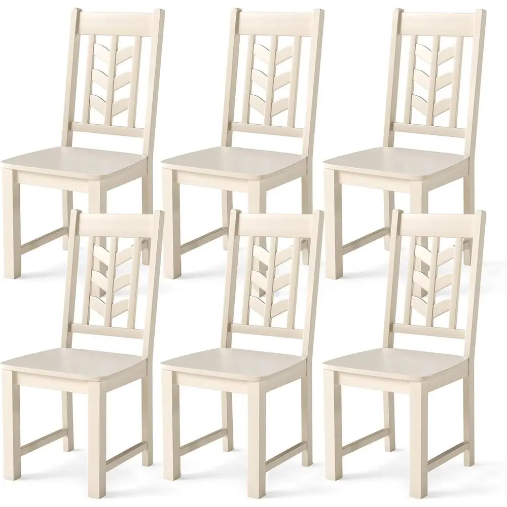

Set of 6 High Chevron Back Solid Rubberwood Dining Chairs, Max Load 430 lbs, Suitable for Kitchen and Restaurant Use