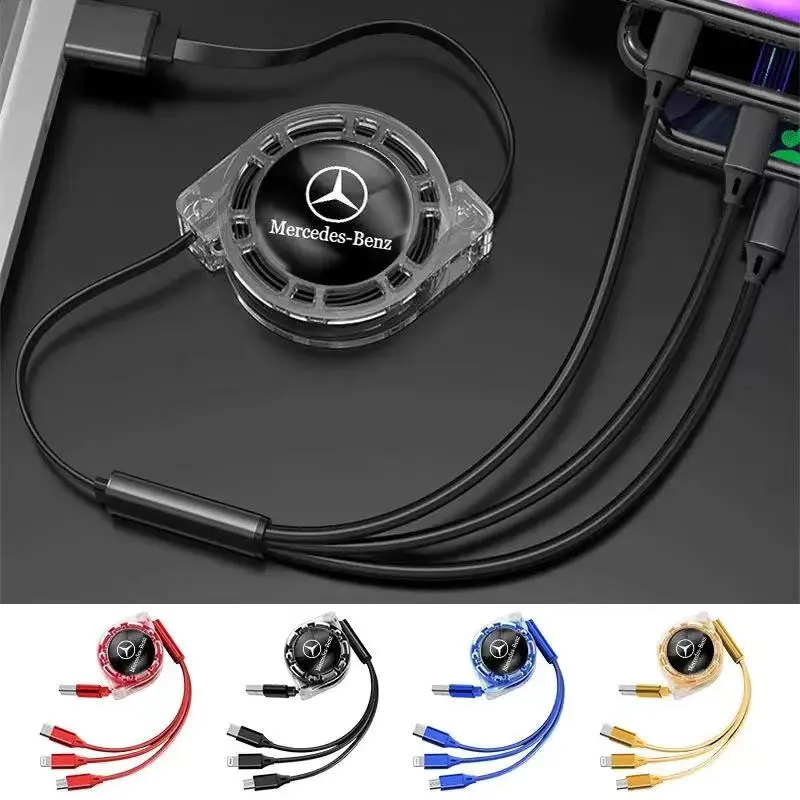 3 In 1 Micro USB Type C Charging Cable Multi Charger For Mercedes Benz AMG GLE GLC W205 W206 W203 W204 W210 W212 W213 ﻿