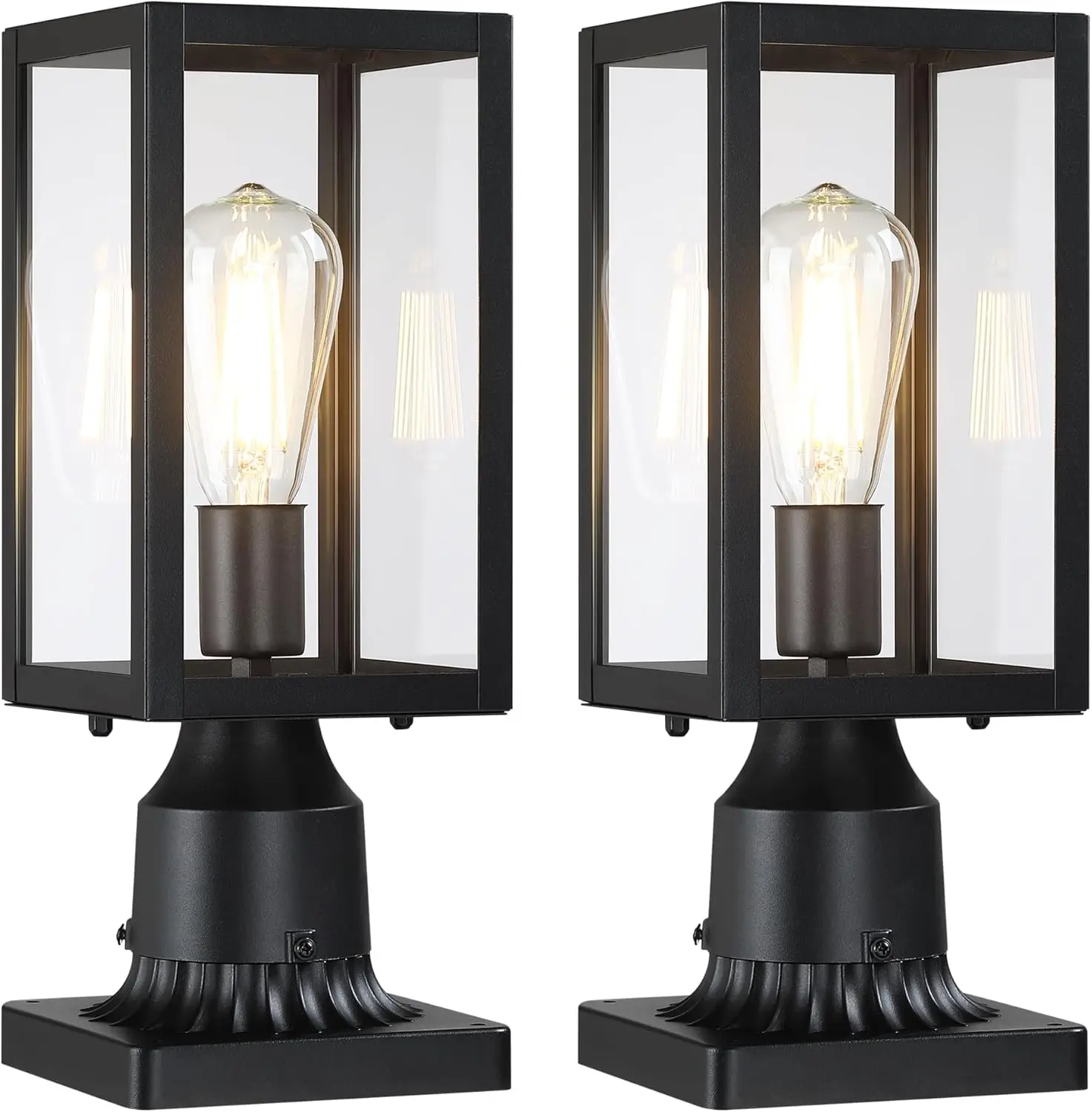 

2-Pack Modern Outdoor Post Lights with Pier Mount Base, Waterproof Pole Fixture for Garden Patio