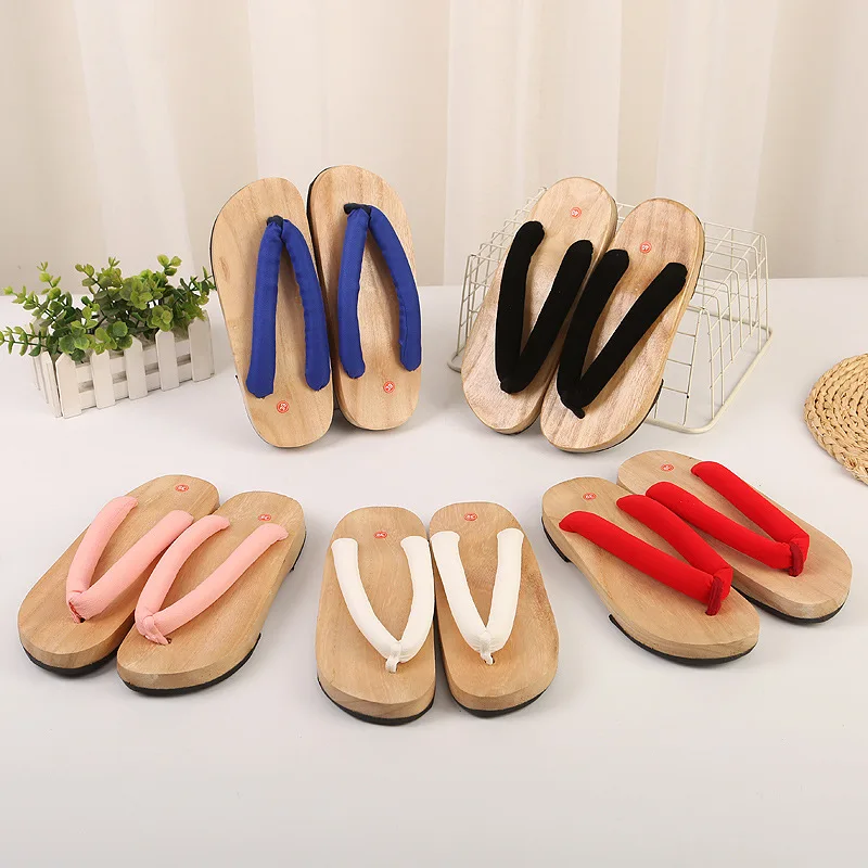 Samurai Men Women Geta Clogs Traditional Yukata Natural Wooden Flip Flops Toe Shoes Sandals Slippers