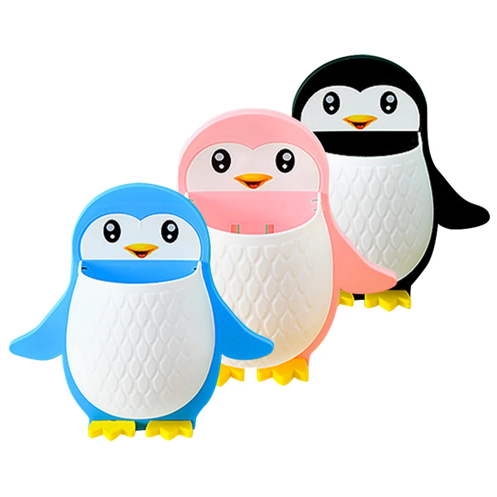 

3 Pcs Penguin Remote Holder Wall Mount Storage Organizer Toothbrush Phone Container Stand Pp Space-saving