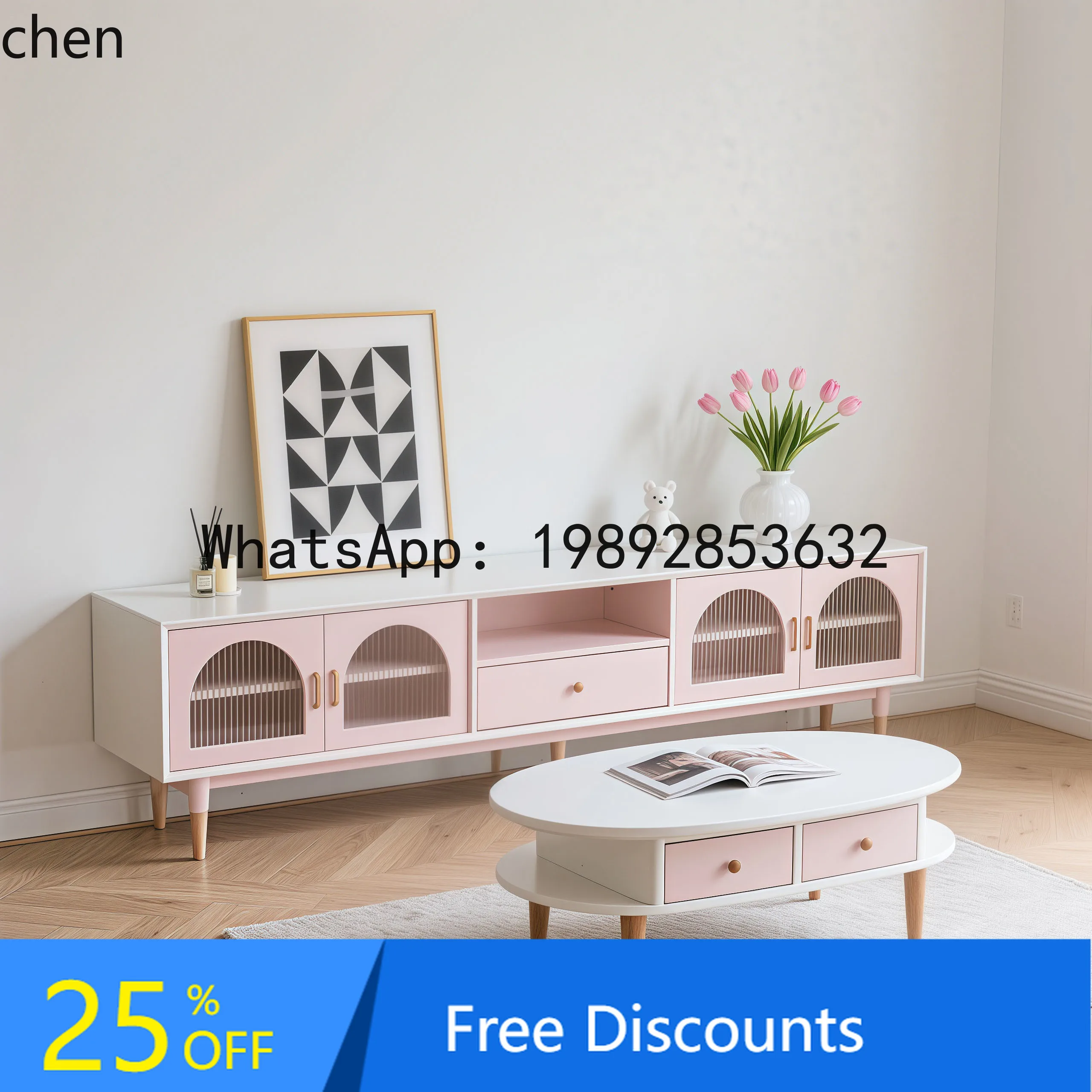 

solid wood paint TV cabinet coffee table combination modern simple living room floor TV cabinet