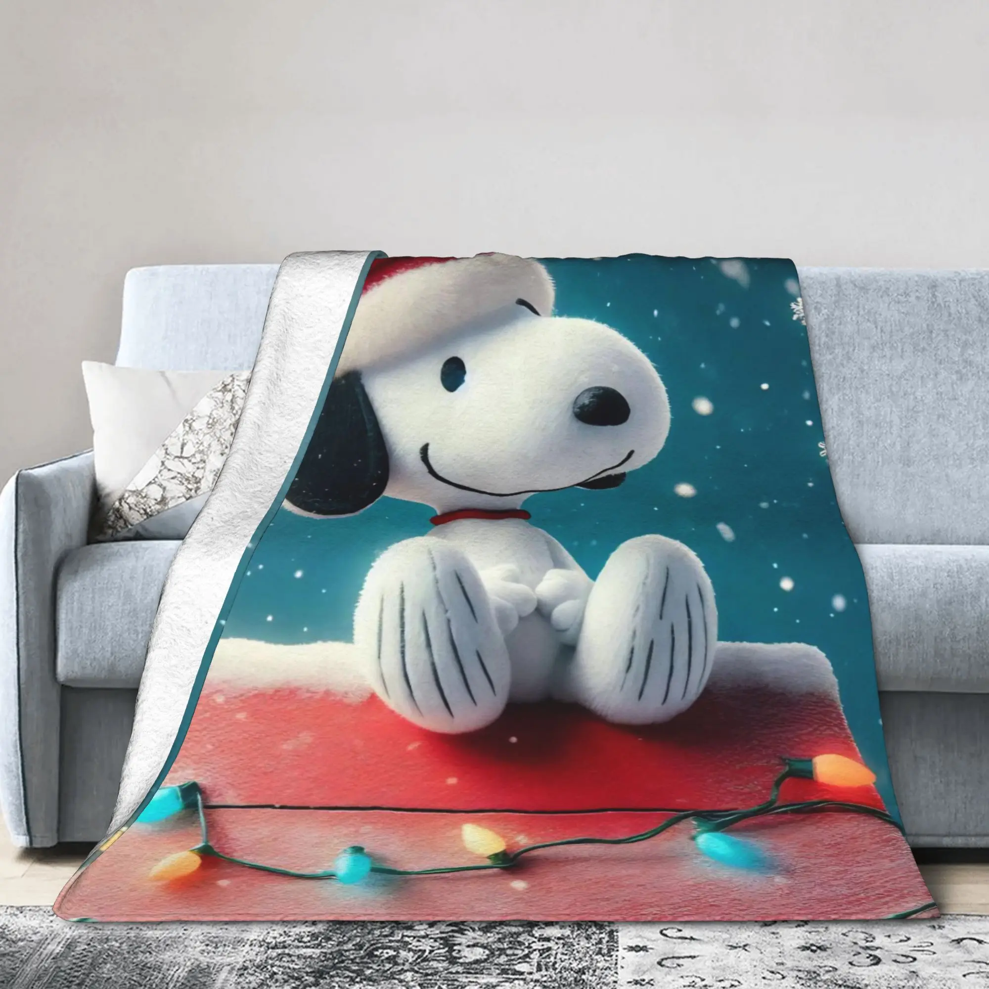 S-Snoopys Movie Blankets Xmas Christmas Halloween Fleece Vintage Warm Throw Blanket for Coverlet Summer