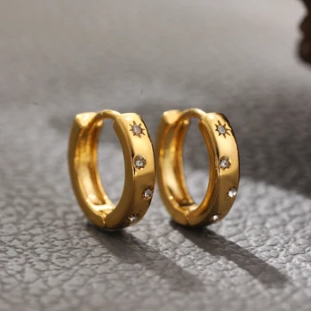 Nueva moda CZ Zircon Mini pendientes de aro pequeños para mujer chapado en oro círculo Huggie aros oreja hebilla cartílago Piercing joyería