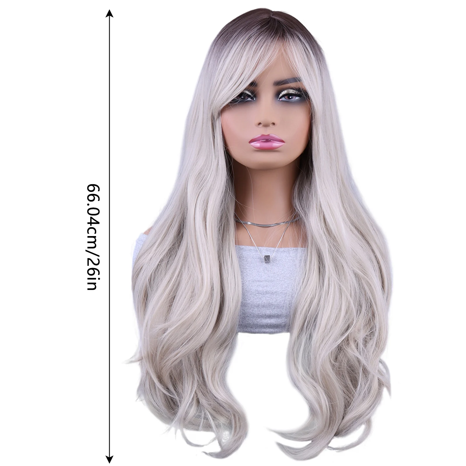 White-gray Gradient Long Curly Wig Synthetic Full Curly Hair Wigs for Photography Stage Movie Hair Local Shipping