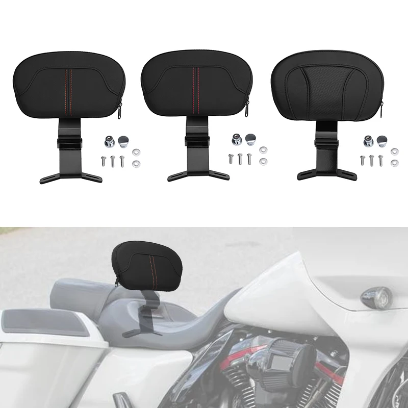 

Motorcycle Black Front Driver Rider Backrest Pad Mounting For Harley Touring Street Glide Electra Glide Road King Special 09-22