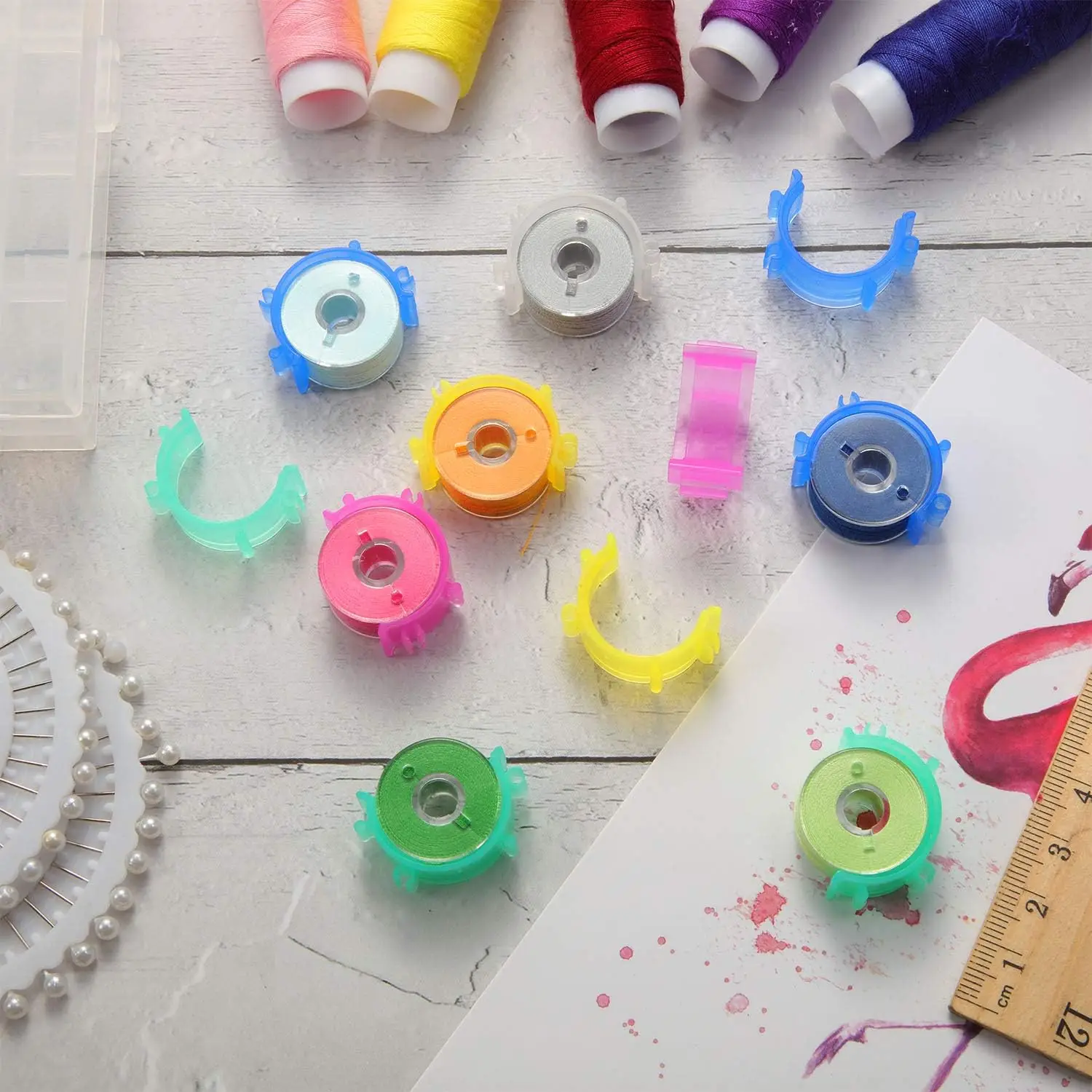 50pcs Spool Clip Bobbin Clip With Thread Locking Function Fits All Popular Spool Sizes Sewing Parts and Tools（Random colors）