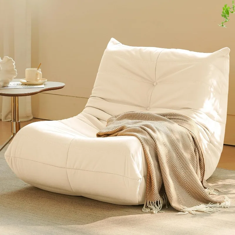 home.Bean Bag Chair for Adults, Modern Linen Fabric Fireside Chair, for Living Room/Bedroom/Salon/Office, Single, Beige