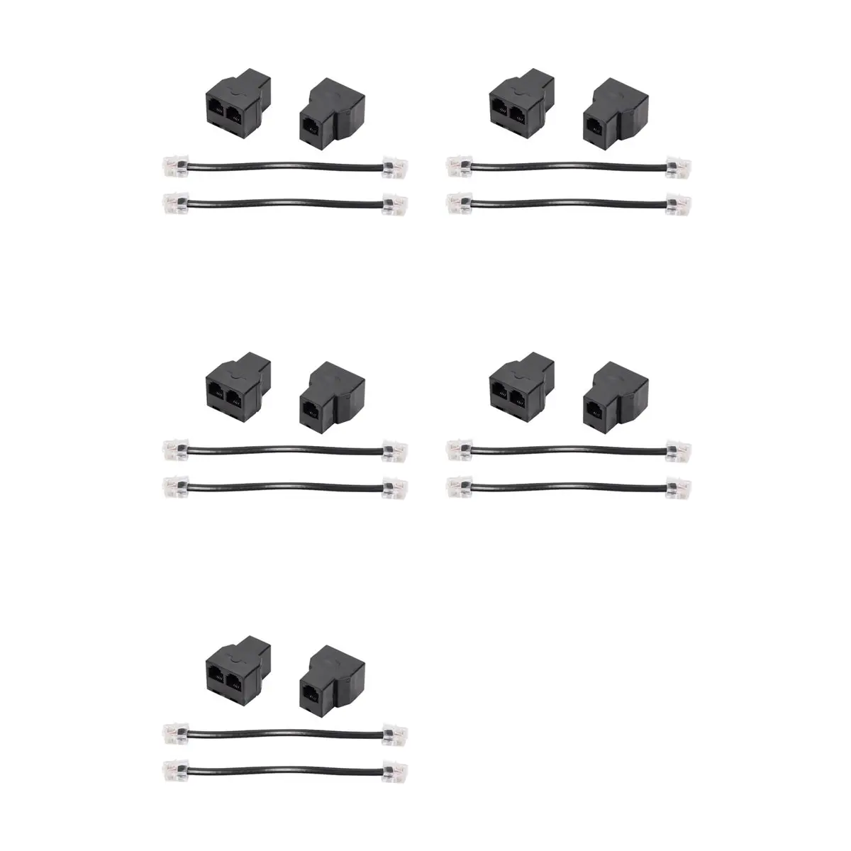 

T64C! 10PCS RJ11 Telephone Cable Splitter 15cm Cable 6P4C 2 Ports Telephone Cable Splitter Adapter