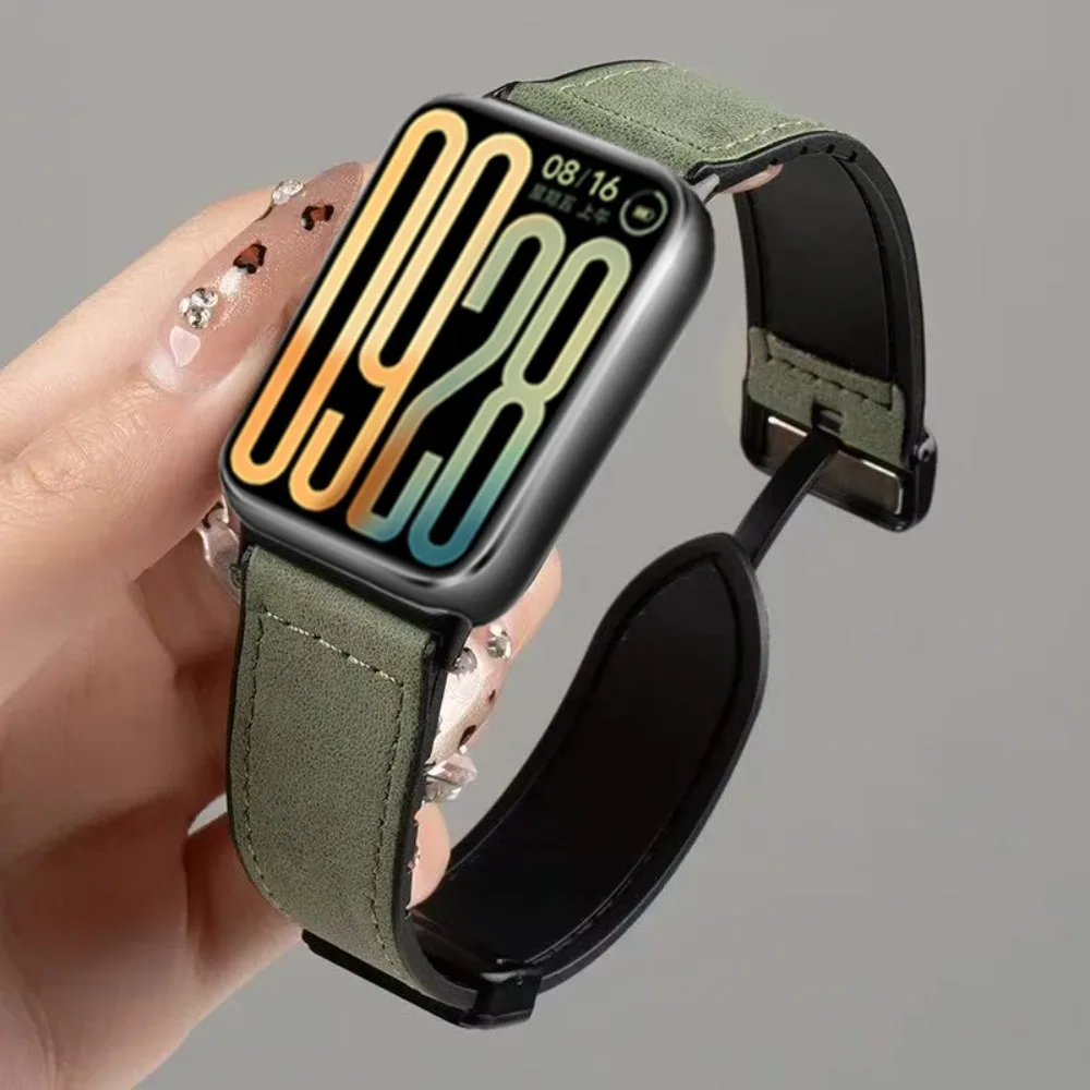Silikon- und Lederarmband für Xiaomi MiBand 8 Pro-9 Pro, Sport-Magnetschnalle, bequemes Armband für Redmi Watch 4-5-6