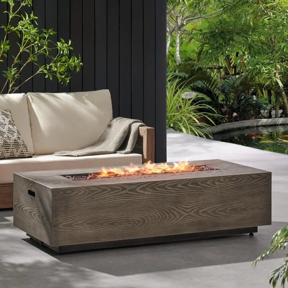 

56-Inch Patio Fire Table，Propane Fire Pit- 50, 000 BTU，Auto-Ignition，Iron Pattern， Gas Fire Pits for Outside Patio