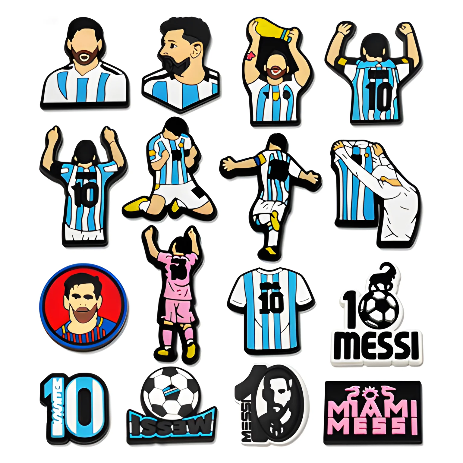 16Pcs Football Goat Number 10 sport Star series PVC Shoe Charms Sports For Slides Sandals DIY Custom Accessories Clog Decor